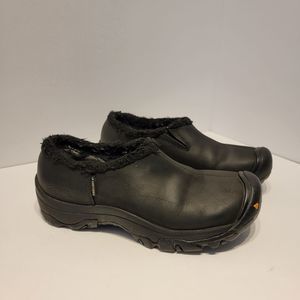 Womens Keen Bailey Clogs leather Black Faux Slip On size 6